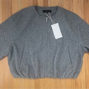 *NWT* ZARA Gray Zip-Front Wool Bomber Jacket